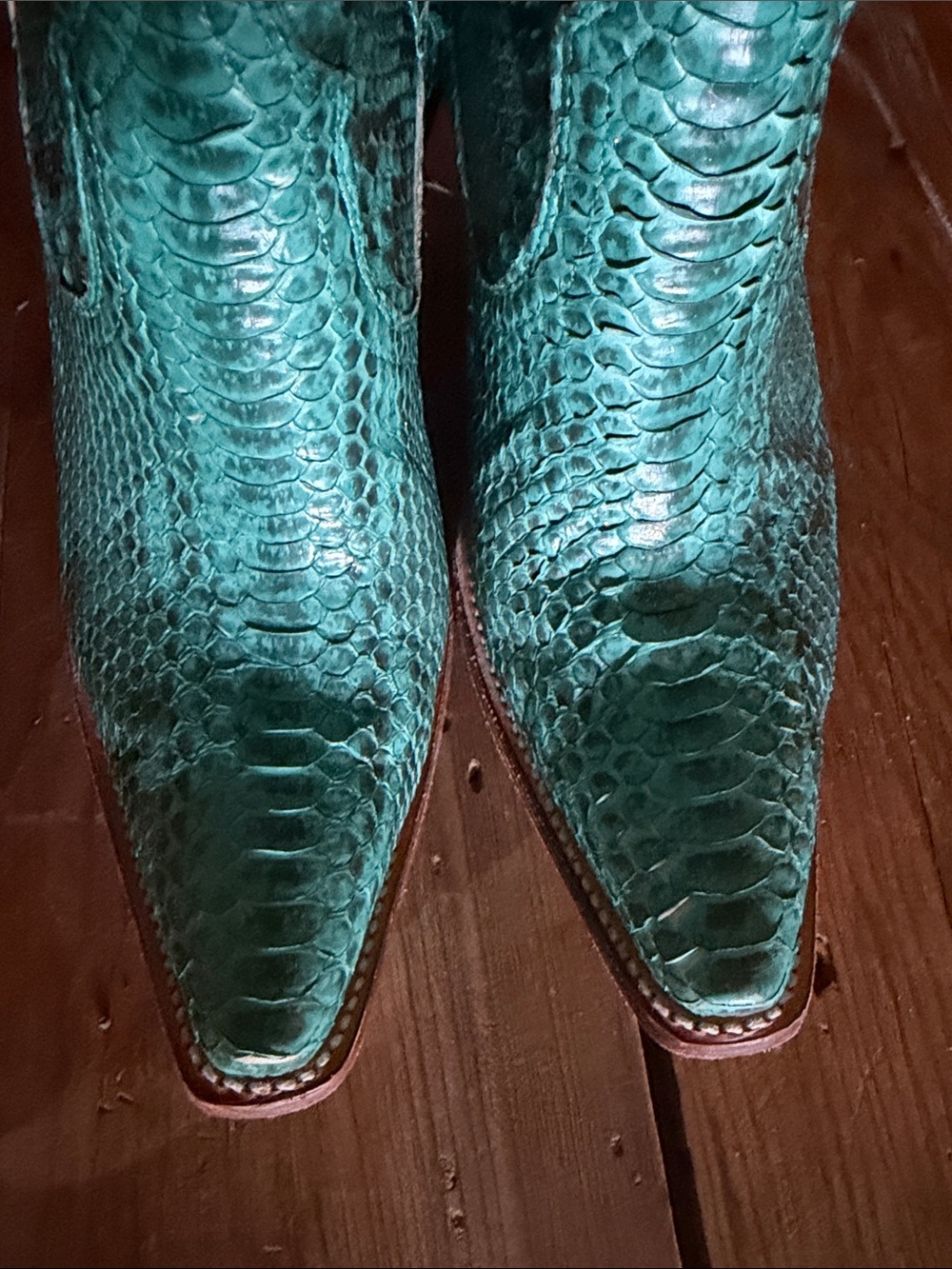 Corral Turquoise Snakeskin Western Heel Boots - Picture 5 of 7